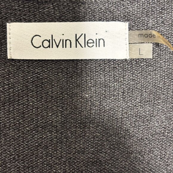 Calvin Klein Charcoal Gray Long Sleeve Dress With Fringe Hem Detail - Picture 2 of 8